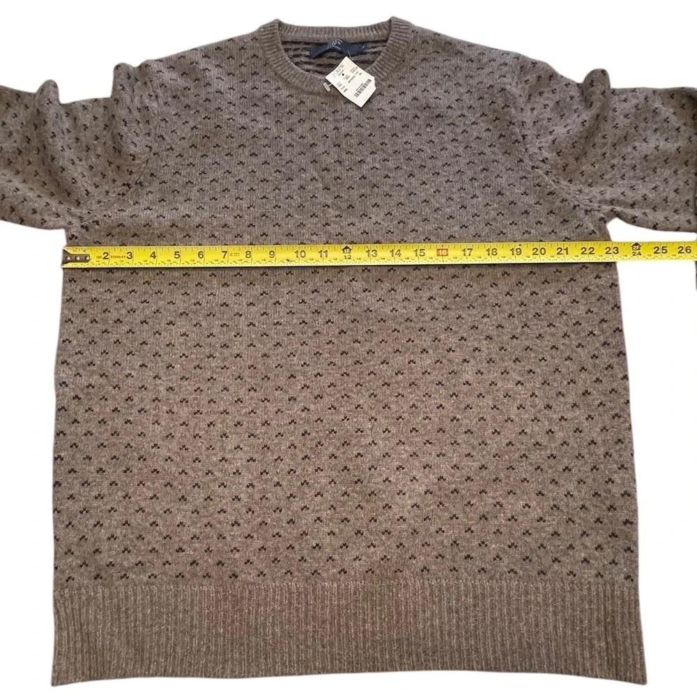 FLAWS  J. Crew Lambswool All Over Print Crewneck Sweater Mens Size XL Preppy New